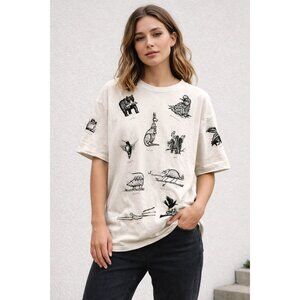 Pre-Owned Vintage $300 Your Head Goes Here All Over Print T Shirt White Sz Large